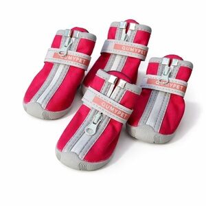 QUMY Dog Boots Size 2 Red Waterproof Anti-Slip Puppy Small Dog Shoes